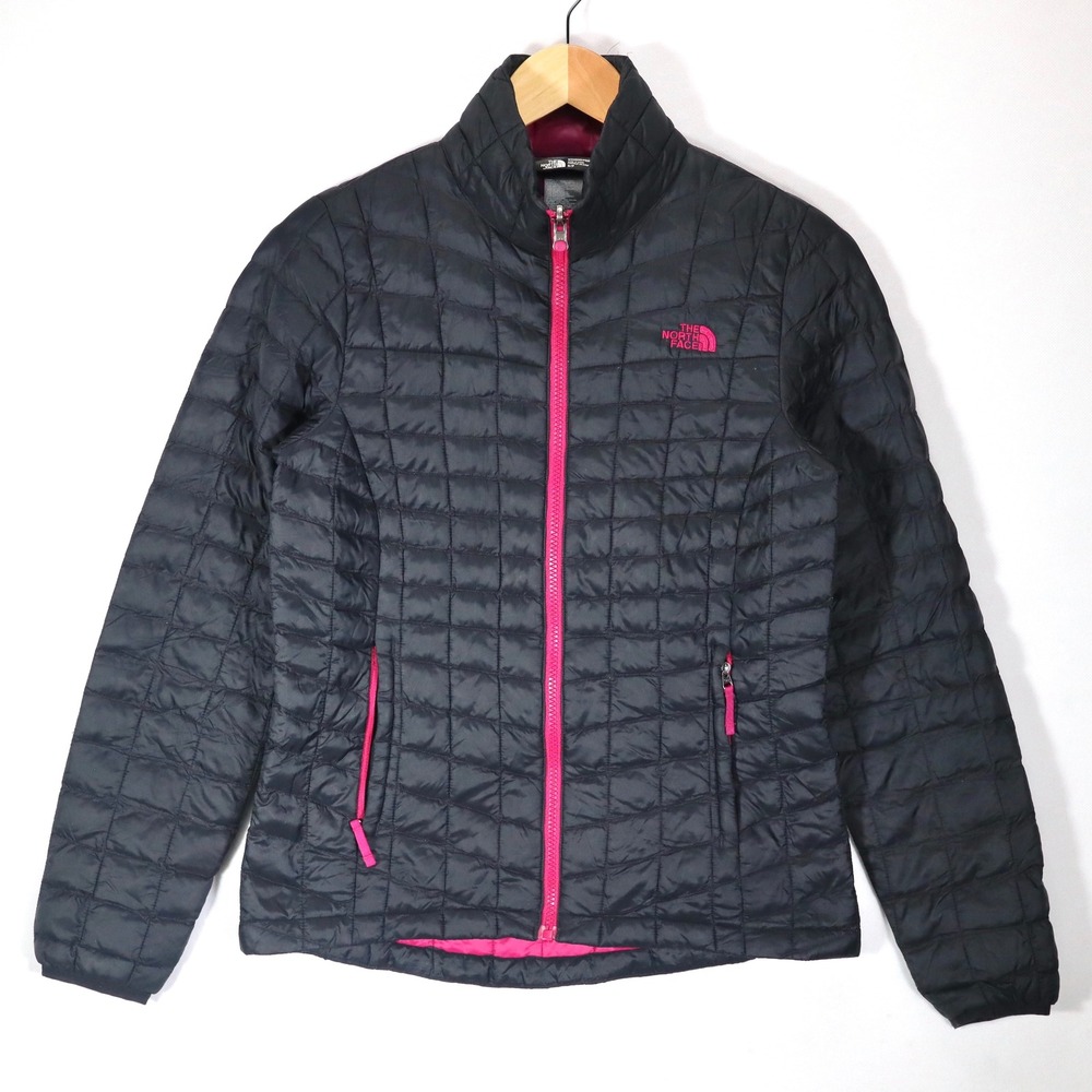 The North Face Thermoball Jacket Womens Small Black Pink Puffer Primaloft Hiking